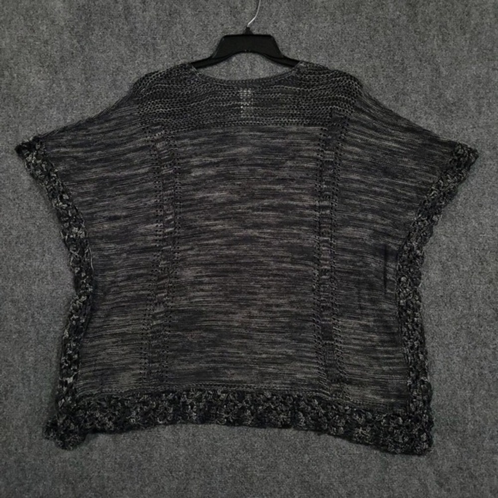 Democracy Crochet Fringe Hem Bohemian Poncho‎ Knit Sweater Womens XXL - Picture 2 of 10